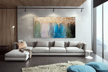 Load image into Gallery viewer, Gold White Blue Abstract Painting Home Decor Modern Fp096
