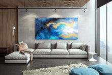 Load image into Gallery viewer, Blue Yellow Gold Abstract Original Painting On Canvas Large Artwork Fp085
