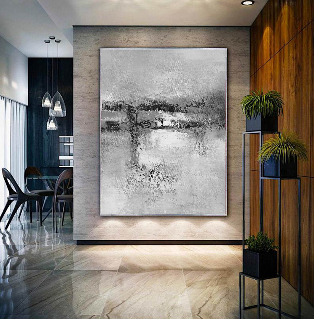 Black And White Grat Abstract Painting Original Living Room Painting Yp022