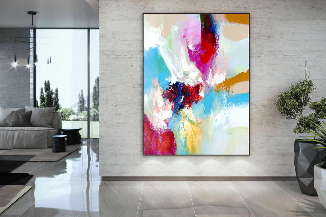 Blue Pink Red Abstract Paintings Contemporary Art Fp030