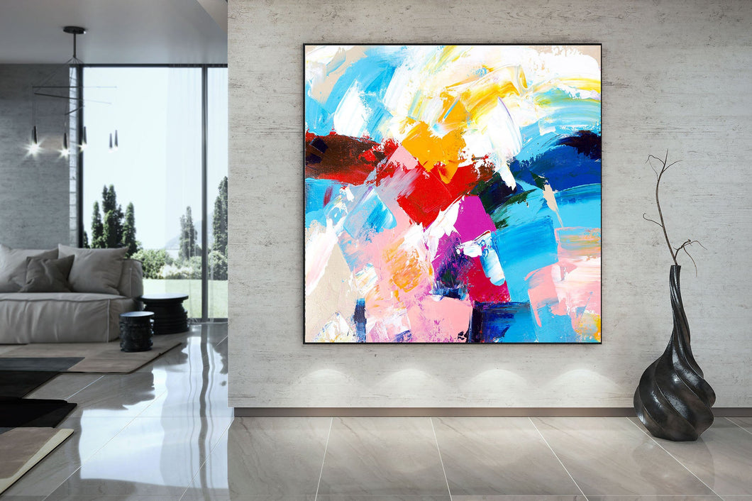 Red Blue Yellow Abstract Paintings Colorful Contemporary Art Fp075