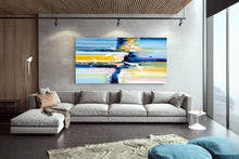 Load image into Gallery viewer, Original Blue Yellow White Abstract Original Painting On Canvas Qp065
