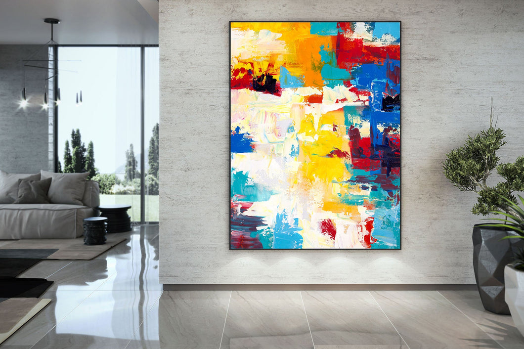 Handpainted Colorful Contemporary Painting XL Abstract Painting Qp036