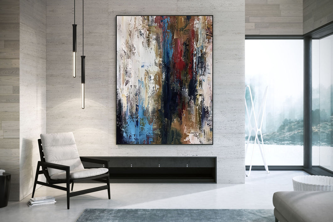 Gray Blue White Abstract Painting Modern Abstract Painting Qp034