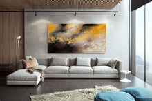 Load image into Gallery viewer, Grey Black Yellow Abstract Painting on Canvas Large Artwork Fp043
