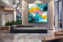 Load image into Gallery viewer, Bright Blue Pink Orange Abstract Original Painting On Canvas Qp037
