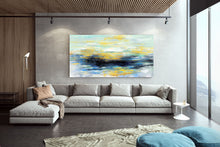 Load image into Gallery viewer, Yellow Blue Black Palette Knife Artwork Original Painting on Canvas NP001
