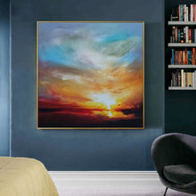 Load image into Gallery viewer, Sky Abstract Painting Ocean Sunset Painting on Canvas Landscape Painting Op016
