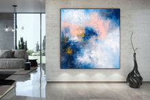 Load image into Gallery viewer, Blue White Pink Original Painting Texture Abstract Art Bp120
