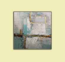 Load image into Gallery viewer, Gray Blue Gold Acrylic Painting Contemporary Abstract Art Op087
