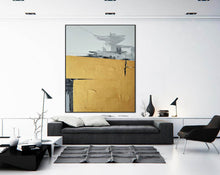 Load image into Gallery viewer, Black Yellow White Large Abstract Painting Original Large Canvas Art Np119
