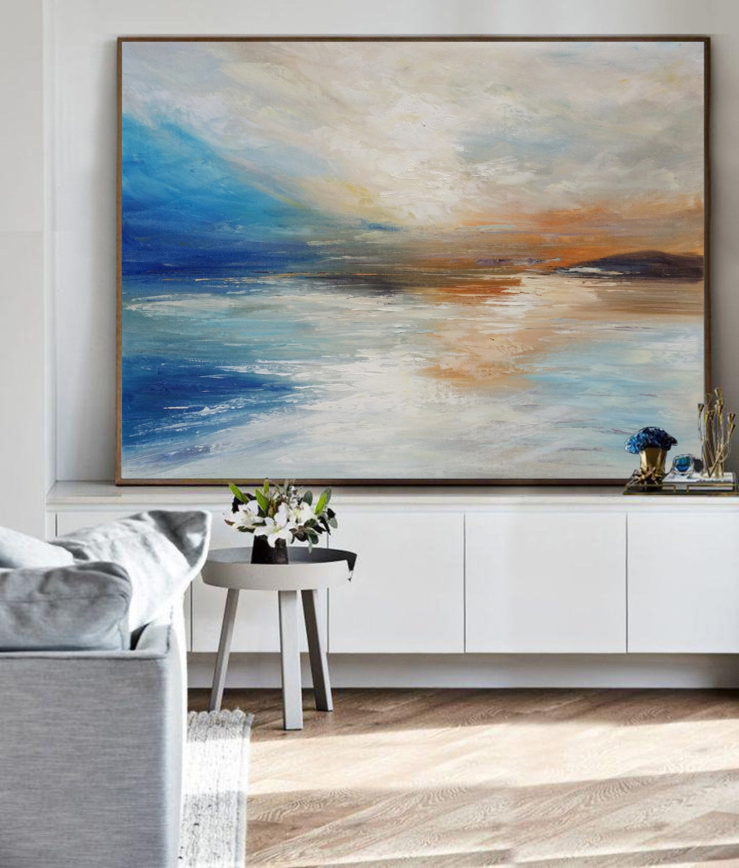Sunrise Landscape Painting Beige Abstract Painting On Canvas Dp108