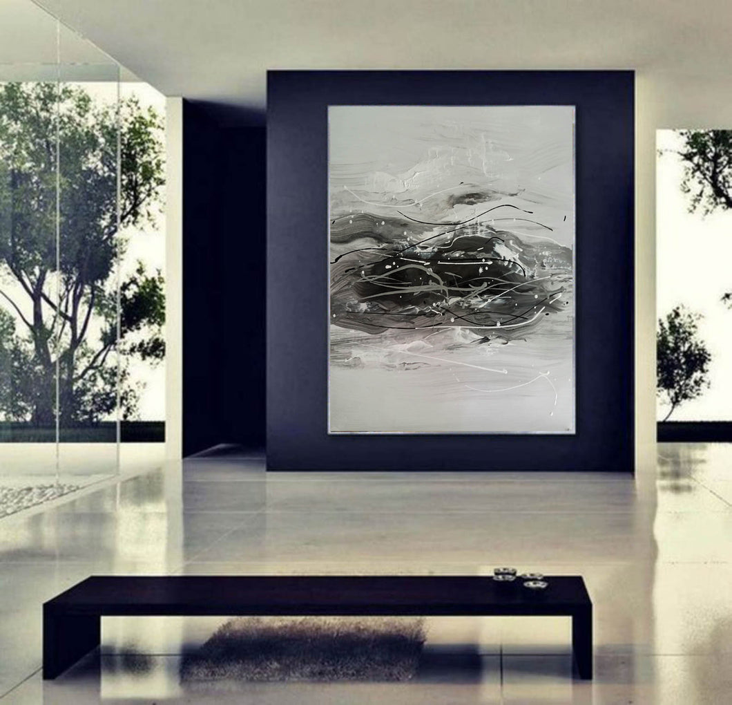 Black And White Abstract Painting Minimalist Painting Cp029