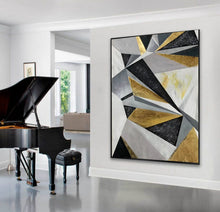 Load image into Gallery viewer, Geometric Wall Art Gold Abstract Painting On Canvas Big Artwork Np082
