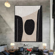 Load image into Gallery viewer, Black And White Minimalist Abstract Painting Beige Office Wall Art Qp100
