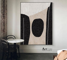 Load image into Gallery viewer, Black And White Minimalist Abstract Painting Beige Office Wall Art Qp100
