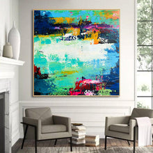 Load image into Gallery viewer, Very Large Canvas Wall Art Blue Green Abstract Painting On Canvas Bp034
