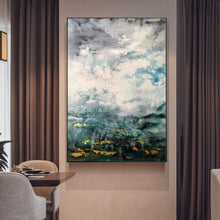 Load image into Gallery viewer, Green White Gold Abstract Painting Oversized Canvas Art Living Room Op088
