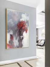 Load image into Gallery viewer, Red Grey Abstract Painting Cloud Wall Canvas Painting Handmade Artwork Dp110
