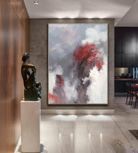 Load image into Gallery viewer, Red Grey Abstract Painting Cloud Wall Canvas Painting Handmade Artwork Dp110
