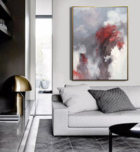 Load image into Gallery viewer, Red Grey Abstract Painting Cloud Wall Canvas Painting Handmade Artwork Dp110
