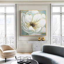 Load image into Gallery viewer, Abstract White Flower Painting Gold Leaf Canvas Art for Living Room Gp054
