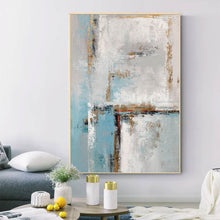 Load image into Gallery viewer, Blue White Gold Abstract Painting Contemporary Art Hand Painted Yp050
