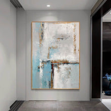 Load image into Gallery viewer, Blue White Gold Abstract Painting Contemporary Art Hand Painted Yp050
