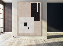 Load image into Gallery viewer, Black and White Minimalist Painting Beige Canvas Art Ap005
