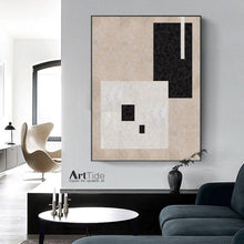 Load image into Gallery viewer, Black and White Minimalist Painting Beige Canvas Art Ap005

