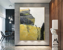 Load image into Gallery viewer, Gray Yellow Abstract Painting Original Large Canvas Art Np052
