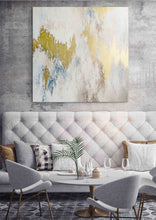 Load image into Gallery viewer, Blue Gray Gold White Painting Canvas Home Bedroom Living Room Np024
