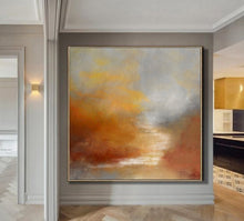 Load image into Gallery viewer, Brown Abstract Painting Sunrise Landscape Ocean Art Office Decor Dp095
