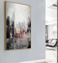 Load image into Gallery viewer, Large Gray Painting Abstract City Painting Black and White Painting Op069
