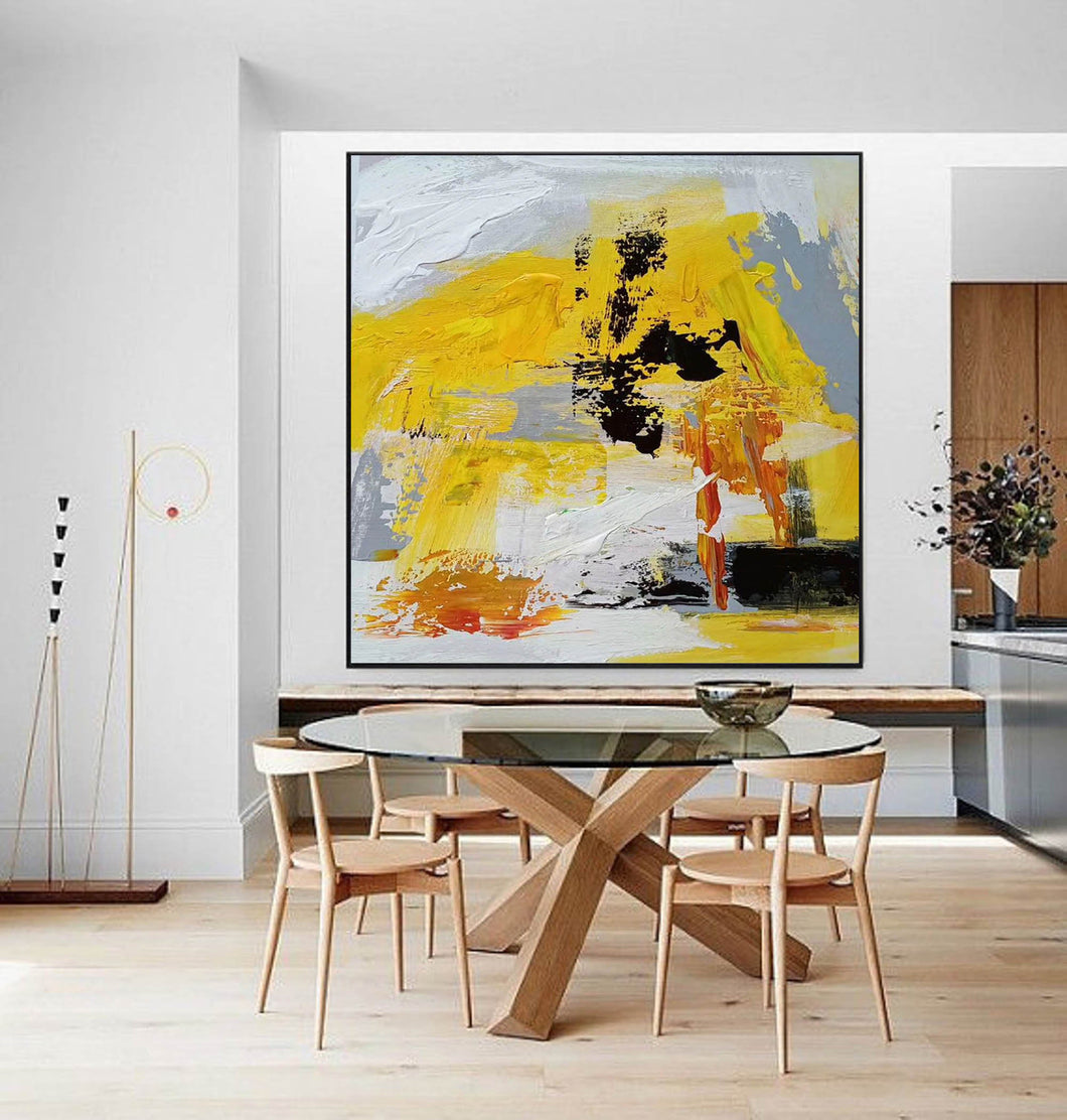 Yellow Abstract Painting Large Acrylic Painting Np004