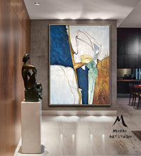 Load image into Gallery viewer, Sofa Size Artwork Beige Abstract Painting Green Painting Gp024
