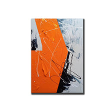 Load image into Gallery viewer, Black White Orange Abstract Painting Textured Wall Art Np091
