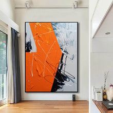 Load image into Gallery viewer, Black White Orange Abstract Painting Textured Wall Art Np091
