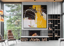 Load image into Gallery viewer, Black White Yellow Modern Abstract Painting  Acrylic Painting NP122
