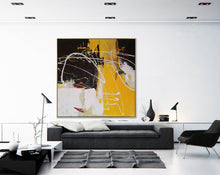 Load image into Gallery viewer, Black White Yellow Modern Abstract Painting  Acrylic Painting NP122
