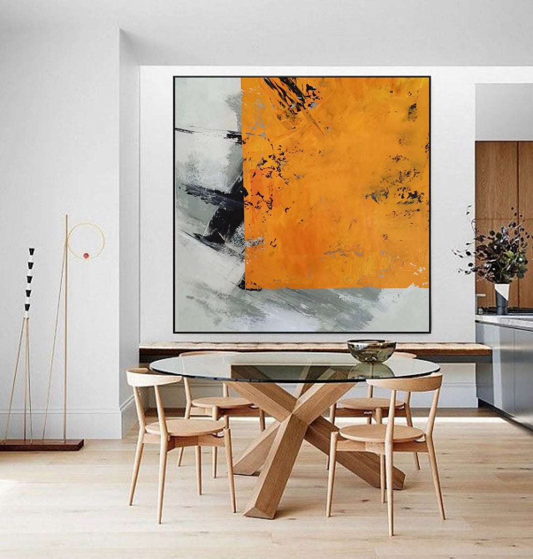 Orange White Grey Large Abstract Painting Large Pieces of Art Np118