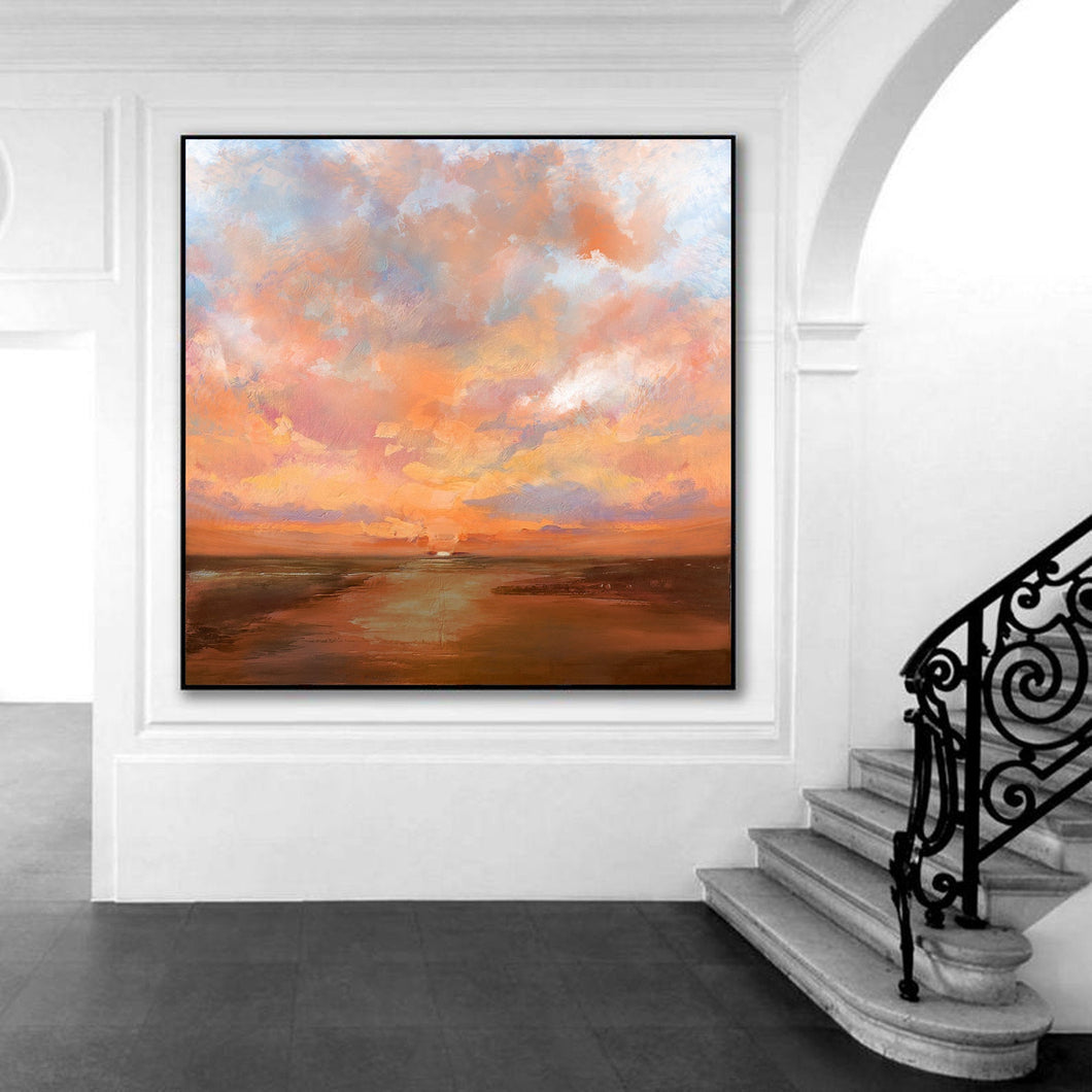 Large Sky Abstract Art Painting Brown Painting Orange Painting Sunset Landscape Bp079