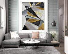 Load image into Gallery viewer, Geometric Wall Art Gold Abstract Painting On Canvas Big Artwork Np082
