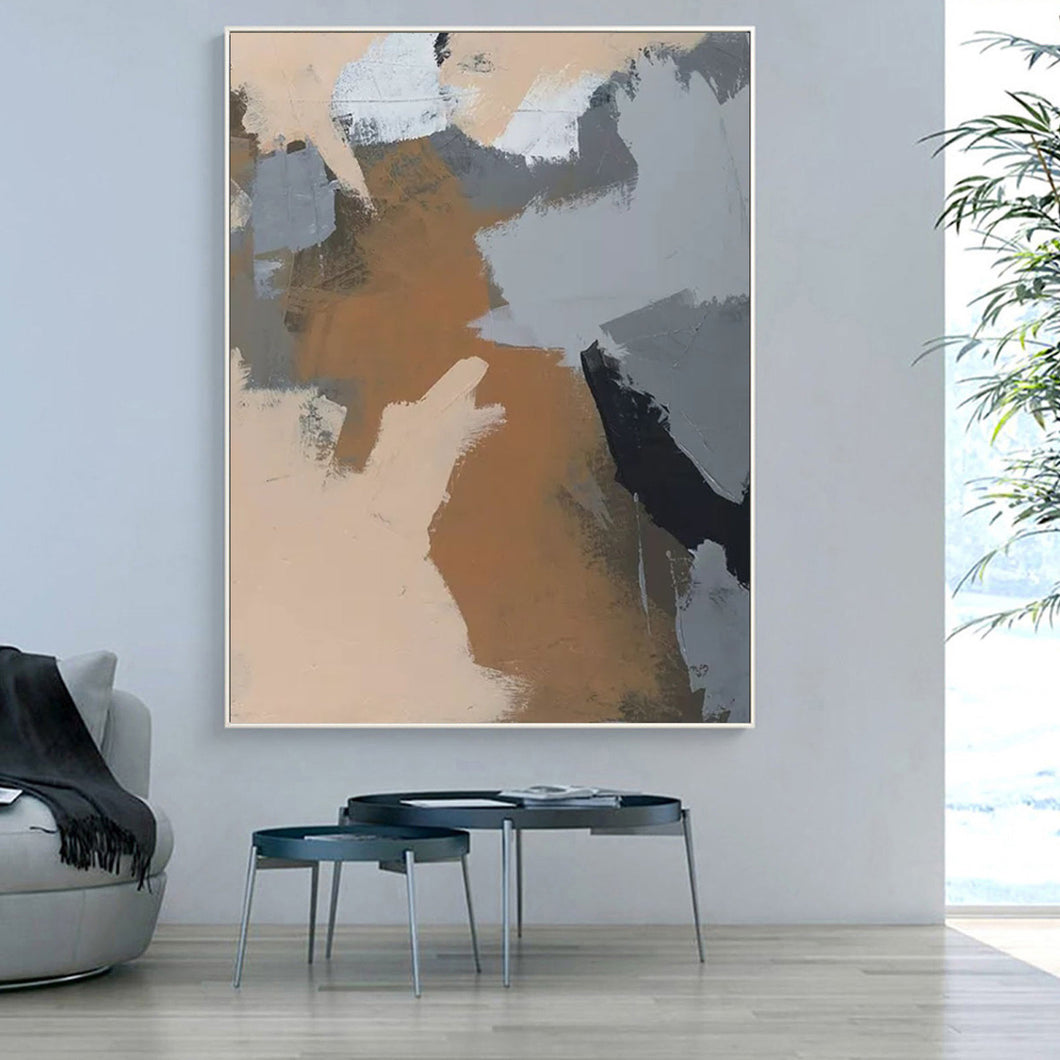 Gray Painting Beige Painting Brown Painting Abstract Art Yp006