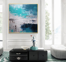 Load image into Gallery viewer, Large Sky Blue White Abstract Painting Green Abstract Painting Cp017
