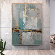 Load image into Gallery viewer, Gold Blue White Original Abstract Painting Large Acrylic Painting Yp13
