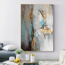 Load image into Gallery viewer, Gray Blue Gold Abstract Painting Original Contemporary Art Yp034
