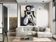 Load image into Gallery viewer, Black And White Abstract Painting On Canvas For Living Room Kp034
