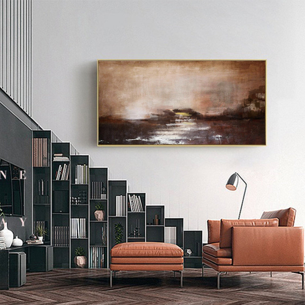 Brown Abstract Painting on Canvas Sunset Abstract Painting Op073
