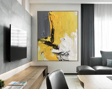 Load image into Gallery viewer, Yellow White Grey Oversized Abstract Painting Modern Art Cp008
